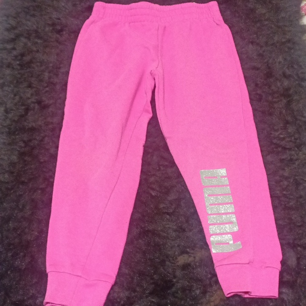 Puma pink sweatpants for little girls